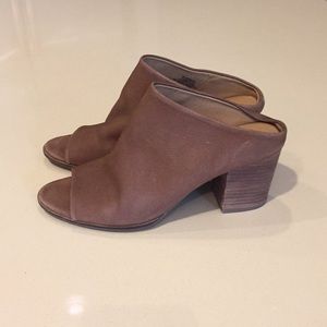 high heel leather mules